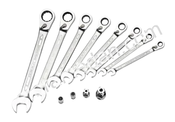 204-JS8M-Set-Combination Spanner with Ring Ratchet, reversible
